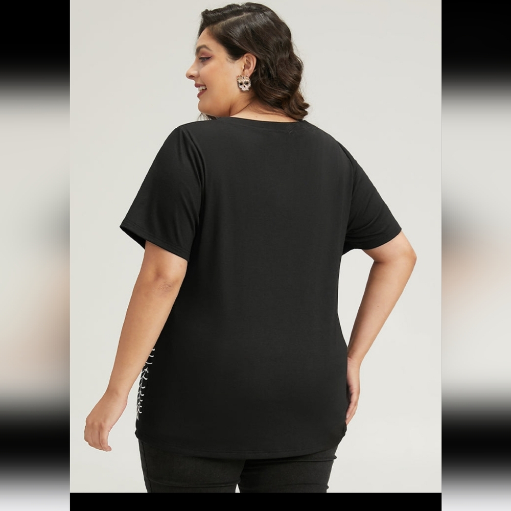 NWT 4X 28W Spider Print V Neck Black Tee K-1130 - Picture 7 of 12